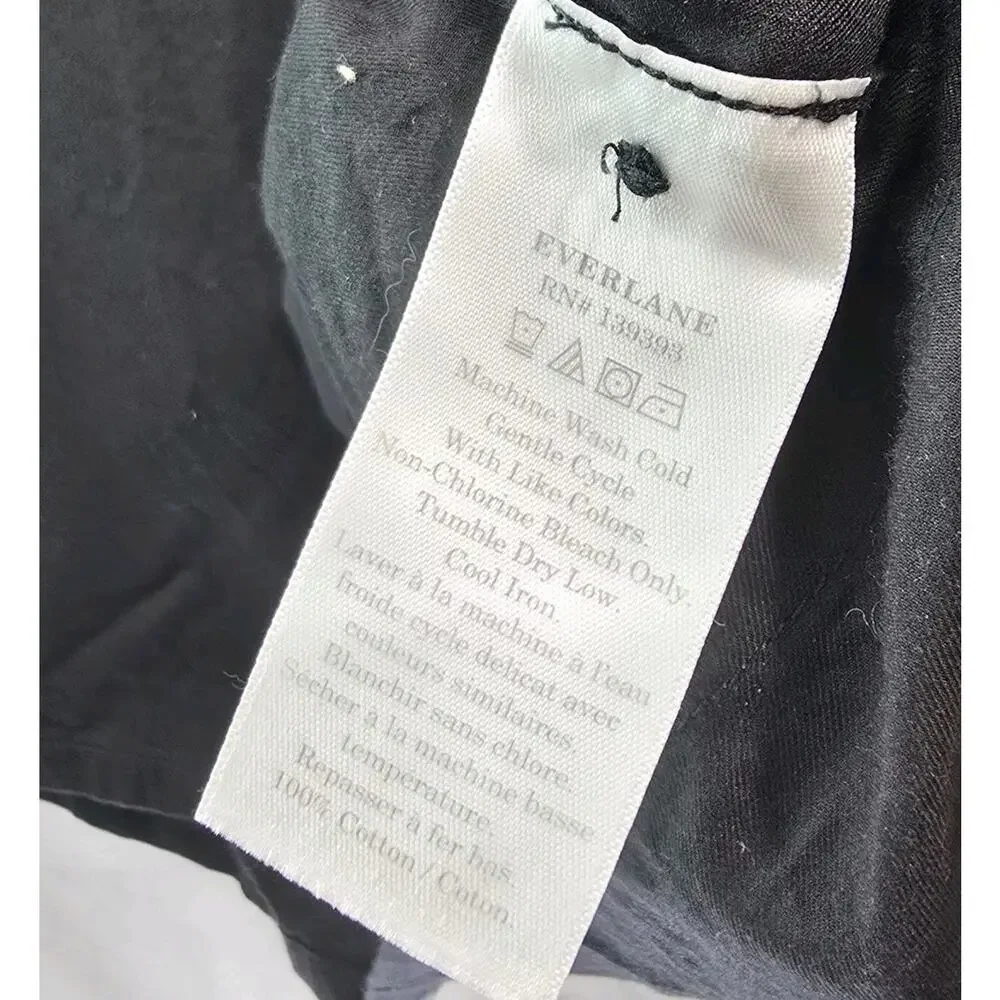 Everlane Shirt Womens Black Button Up The Silky Cotton Way Short Crop NEW